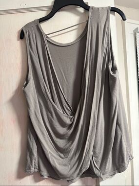 90 Degree By Reflex Draped Cowl Neck Tank Top - Light Gray